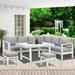 Lane Aluminum Outdoor Patio Furniture Set Metal Outside Patio Furniture Conversation Sets with Dining Table&2 Ottomans Sectional Sofa Couch Seating Set with Cushion for Backyard