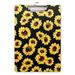 WAVEYU Clipboard Cute Clipboard for Office Decorative Clipboard with Low Profile Clip Design for Women Girl Retractable Key Hole for Hanging Paperboard for Office School 12.5 x 9 Sunflower