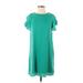 Naked Zebra Casual Dress - Shift High Neck Short sleeves: Teal Print Dresses - Women's Size Small