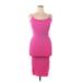 PrettyLittleThing Casual Dress - Bodycon Scoop Neck Sleeveless: Pink Print Dresses - Women's Size X-Large