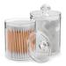 Cotton swab Holder - Clear Cotton Plastic Storage Bathroom Jars with Lids Set for Cotton Pads Swabs Makeup