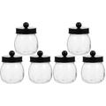 6 pcs Glass Holder Dispenser for Cotton Swab Round Pads Floss Sticks Apothecary Jars with Lids Bathroom Storage Jars A