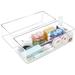 POPPEYGO Stackable Clear Drawer EC36 Organizers Small Makeup Vanity Storage Bins Trays and Office Desk Drawer Dividers Single Compartment 2 Pack