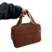 Corduroy Tote Bag Small Satchel Bag for Women Makeup Bag Purse with Zipper Casual Hobo Handbag (Brown)