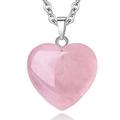 QINJIEJIE Rose Quartz Necklace Healing Crystal Necklaces Heart Love Real Crystals Reiki Energy for Women Mothers Day Gift Christmas