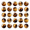 FAMLEAF 60PCS 6MM Natural EC36 Stone Beads Tiger Eye Beads Beads for Jewelry Making Loose Round Gemstone Beads Spacer Beads Jewelry Stones (Yellow)