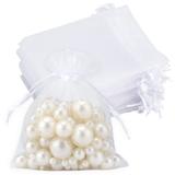 jijAcraft 50PCS White Organza EC36 Bags - 4x5 inch Wedding Favor Bags Drawstring Gift Bags - Sheer Organza Bags for Wedding Favors Party Gift Jewelry Christmas Festival Bathroom Soaps