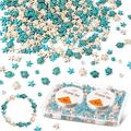 Tophoniex Turtle Beads Turtle EC36 Charms Sea Star Sea Turtle Turquoise Beads Seashell Beads for Making Bracelets Necklace Earrings Hair Ties(About 420 Pcs)
