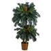 HomeStock Rococo Radiance 5Ft. And 3Ft. Double Sago Palm Artificial Tree With Basket