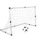 FRCOLOR Outdoor DIY Football Plaything Set 1 Pc Mini Kids Soccer Goal Net with 1Pc Synthetic Leather Football 1pc Inflator and 4 Pcs Iron Nail for Kids Outdoor Training Game Toy (67.5CM Height)