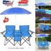 Goorabbit Beach Chair Umbrella Uv 2-Seat Portable Outdoor Folding Chair with Cup Holder Storage Bag Table Cooler Bag and Removable Sun Umbrella Support 180lbs Blue