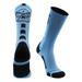 LAX Lacrosse Socks with Lacrosse Sticks Athletic Crew Socks (Columbia Blue/Navy Small)