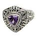 Beauty in Purple,'Sterling Silver Triangular Cocktail Ring with Amethyst Stone'