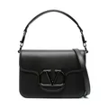 Valentino Garavani , Black Smooth Leather Shoulder Bag with VLogo Signature ,Black female, Sizes: ONE SIZE