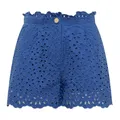 Pinko , Embroidered High-Waisted Shorts with Ruffles ,Blue female, Sizes: 2XS, XS