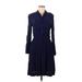 Banana Republic Casual Dress - Shirtdress Collared 3/4 sleeves: Blue Print Dresses - Women's Size 6