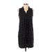 Ann Taylor LOFT Casual Dress - Shirtdress Collared Sleeveless: Black Print Dresses - Women's Size Small