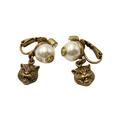 Gucci Jewelry | Gucci Brass Clip-On Earrings With Faux Pearl And Tiger Head | Color: Gold | Size: Os