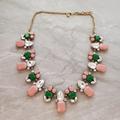 J. Crew Jewelry | J.Crew Pastel Kelly Green Rhinestones Crystal Clusters Enamel Statement | Color: Green/Pink | Size: Os
