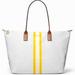 Michael Kors Bags | Michael Kors Jet Set Logo Stripe Tote Bag | Color: White/Yellow | Size: Os