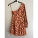 Free People Dresses | Free People Women’s Jules Orange Blue Floral One Shoulder Mini Dress Size 4 | Color: Blue/Orange | Size: 4