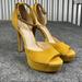 Jessica Simpson Shoes | Beeya Suede Open Toe Ankle Strap Classic Pumps | Color: Yellow | Size: 8.5