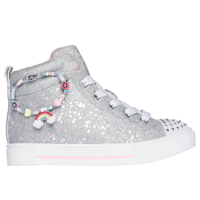 Skechers Girl's Twinkle Toes: Twinkle Sparks - Charm Bestie Sneaker | Size 12.0 | Silver | Synthetic/Textile