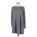 Forever 21 Casual Dress - Shift Crew Neck Long sleeves: Gray Marled Dresses - Women's Size Medium