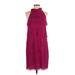 Vince. Cocktail Dress - Shift High Neck Sleeveless: Burgundy Print Dresses - Women's Size 6