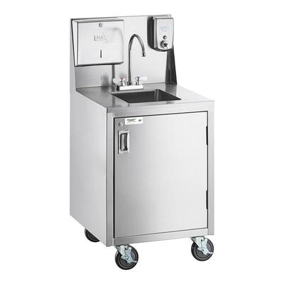 Regency Space Saver Single Bowl Hot and Cold Portable Hand Sink Cart with 8" Swivel Gooseneck Faucet