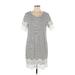 Tommy Hilfiger Casual Dress - Mini Scoop Neck Short sleeves: White Print Dresses - Women's Size Large