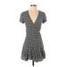 MNG Casual Dress - A-Line V Neck Short sleeves: Gray Dresses - Women's Size Small