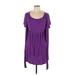 Ekouaer Casual Dress - A-Line Scoop Neck Short sleeves: Purple Solid Dresses - Women's Size Large