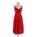 Kensie Casual Dress - Midi V-Neck Sleeveless: Red Solid Dresses - Women's Size 0