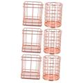 POPETPOP 6 Pcs Makeup Brush Storage Bucket Rose Gold Pen Holder Square Make up Brush Holder Makeup Brush Holders for Vanity Iron Art Holders Decorative Pencil Buckets Rose Gold Buckets