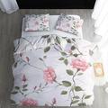 ECOTOS Floral Bedding Double Size, Green Leaves Duvet Cover Sets, Luxury Reversible Quilt Cover & 2 Pillowcases with Zipper Closure, Comfy Soft Easy Care Breathable Microfibre Bed Set