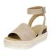 Sandals for Women Dressy Summer Wedge Sandals Casual Open Toe Rubber Sandals Ankle Women's Wedge Studded Sole Strap Women's Sandals Womens Walking Sandals Platform Sandals Face S Sandals (Khaki, 4.5)