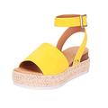 Sandals for Women Dressy Summer Wedge Sandals Casual Open Toe Rubber Sandals Ankle Women's Wedge Studded Sole Strap Women's Sandals Womens Walking Sandals Platform Sandals Face S Sandals (Yellow, 4)