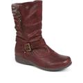 Pavers Women's Slouch Mid Calf Boots in Burgundy - Knee High Long Shoes with Wide Fit - Zip Fastened Comfortable Ladies Footwear - Size UK 6 / EU 39