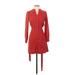 Banana Republic Factory Store Casual Dress - Shirtdress V Neck 3/4 sleeves: Red Dresses - Women's Size 0 Petite