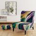 Designart "Purple, Green And Gold Bold Strokes I" Upholstered Modern & Contemporary Accent Chair and Modern Arm Chair