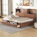 Full Size Wooden Daybed with 3 Storage Drawers and Upper Soft Board & Shelf, A Set of Sockets & USB Ports