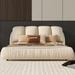 Queen Size Luxury Velvet Platform Bed with Padded Backrest