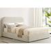 Hillsway Modern Curved Headboard Ivory Fabric Upholstered Full Size Platform Bed