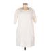 Current/Elliott Casual Dress - Mini Scoop Neck Short sleeves: Ivory Print Dresses - Women's Size Medium