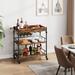 Farmhouse 3 Tier Bar Cart with Removable Tray for Kitchen - 15.7"D x 35.4"W x 34.1"H