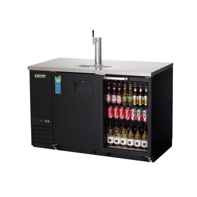 Everest Refrigeration EBD2-BBG 57 3/4" Back Bar Kegerator Commercial Beer Dispenser w/ 1 Keg Capacity - 1 Column, Black, 115v, Black Vinyl Exterior, (1) 1/2 size Barrel Keg