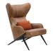 Accent Chair - B-Modern Amos 28 Wide, Leather in Black/Brown | 43.5 H x 28 W x 39 D in | Wayfair BM-PK-1103-14