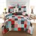 Donna Sharp Wild One Patch Cotton Quilt Set Cotton in Blue/Red/White | King Quilt + 2 King Shams | Wayfair 754069602629