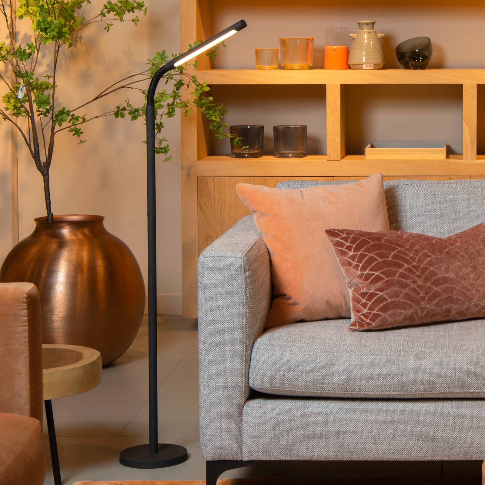 Lucide LED Stehlampe Gilly, dimmbar, schwarz, für Wohn- / Esszimmer, Metall, Modern, LED Stehlampe